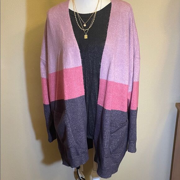 Lane Bryant Pink and Purple Open Cardigan - Picture 1 of 5